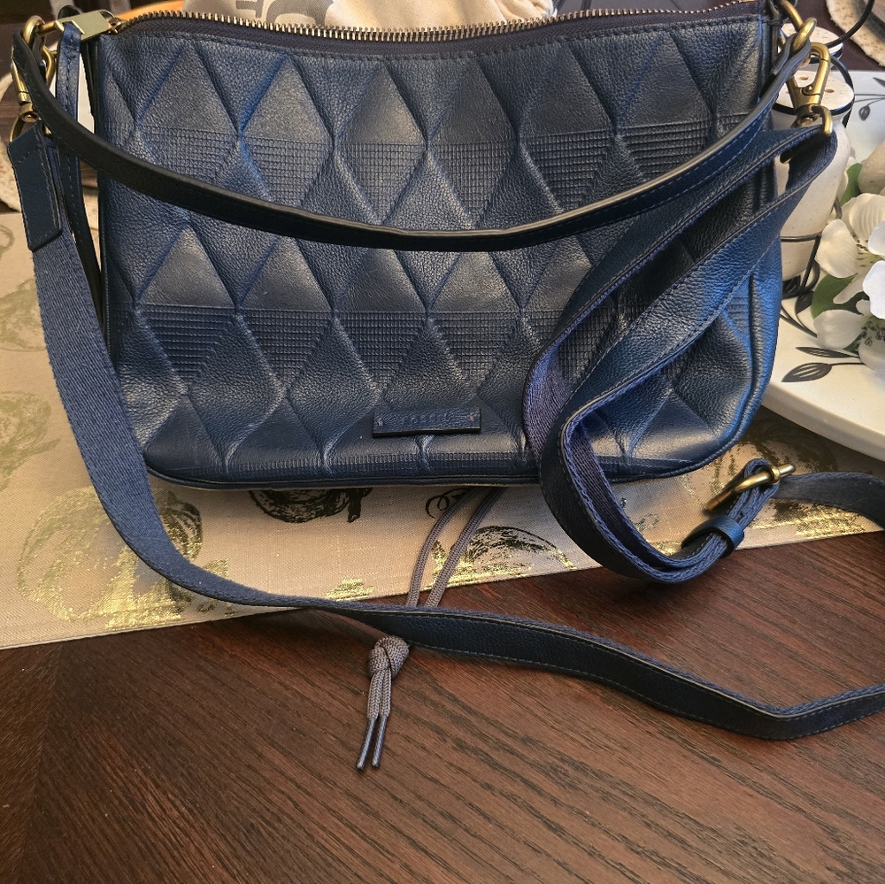 Fossil Navy Quilted Crossbody Bag